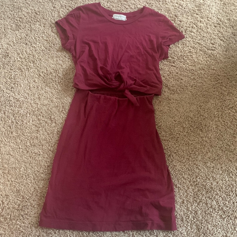 Urban Outfitters Maroon Tie Front Bodycon Dress